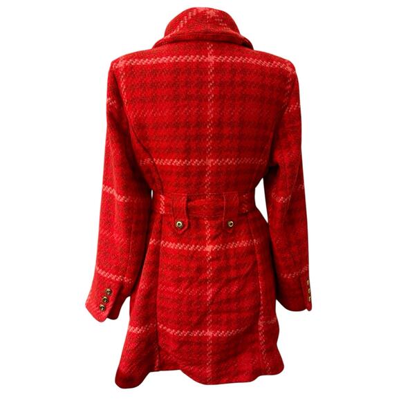 Cabi Evita Red Plaid Wrap Coat Belted Shawl Collar Women’s L #4295 - Picture 11 of 11
